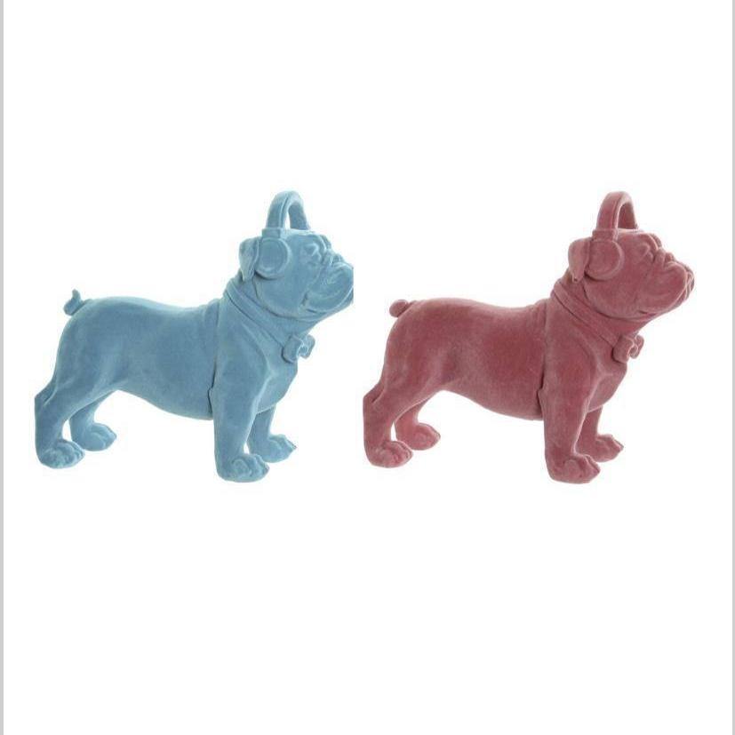 Figura Bulldog de Terciopelo con Auriculares-ivvidek