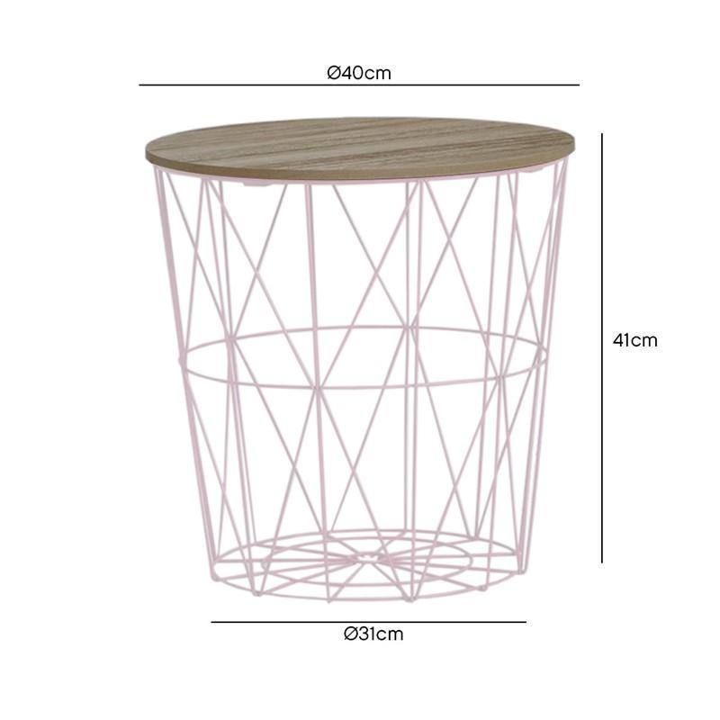 Mesa Auxiliar Rosa con tapa de Madera-ivvidek